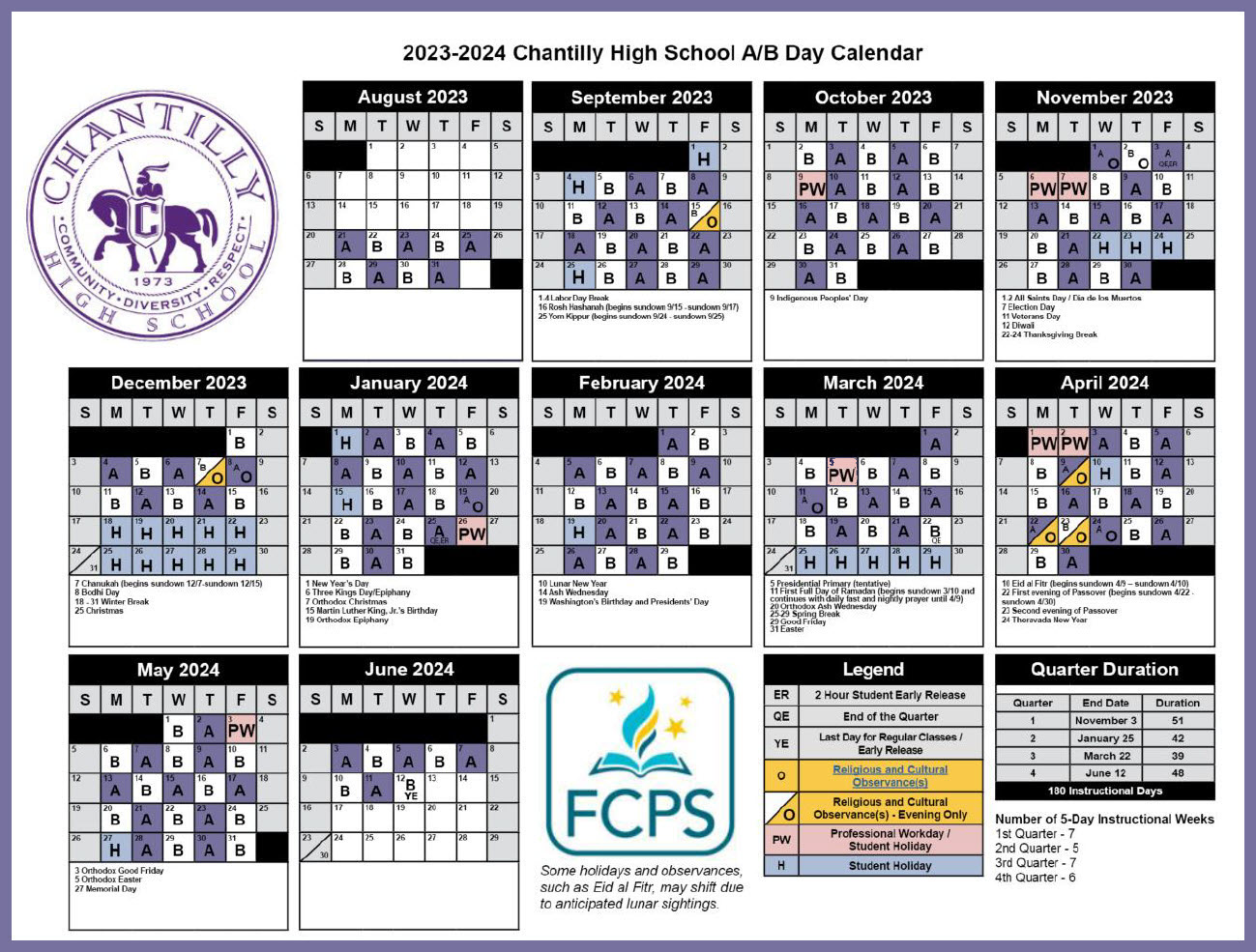 Bell Schedule Chantilly High School